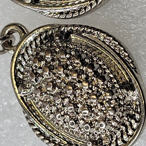 Silver Tone Oval Small Earrings - Picture 3 of 11